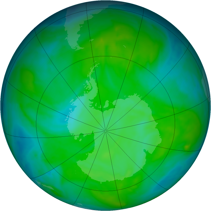 Antarctic ozone map for 07 December 2013